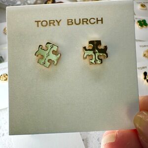 Tory Burch Gold and Mint Earrings